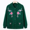 Suéter bordado de otoño para mujeres de mediana edad y ancianas, abrigo suéter de abuela, top con solapa, cárdigan de estilo extranjero para madre