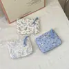 Bolsa Cosmética Linda Azul Caricatura Mini Billetera Algodón Puro Bolsa Pequeña de Tela Auriculares Lápiz Labial Bolsa de Almacenamiento Portátil