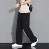 Pantalones casuales para hombre para verano, cordón, corte holgado, talla grande, elásticos, secado rápido, transpirables, con caída, pierna ancha, deportivos largos