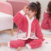 Pijama infantil de coral fleece para meninas 2024 novo com forro de fleece espessado de inverno em flanela para casa de bebê menina para meninas