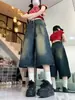 Jeans Cropped Feminino Verão Estilo Americano High Street Retrô Nicho Casual Solto Relaxado Cintura Média Tendência Oversize
