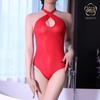 Mono Aceitoso Transfronterizo, Medias de Aceite de Caballo, Traje de Baño, Cuello Cruzado, Espalda Descubierta, Entrepierna Abierta Sexy, Tentación Sexy Coqueta