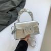 Bolso Pequeño Portátil Retro Estilo Hong Kong 2024 Nuevo Simple Moda Bolso Mensajero Bolso Cuadrado Pequeño Bolso de Mano Diamante Brillante Bolso de Hombro