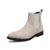 Zapatos Casuales Versátiles de Cuero Mate Estilo Coreano de Caña Alta, Nuevas Botas Chelsea Cortas de Gamuza Británica para Hombre en Tallas Grandes Otoño e Invierno