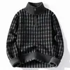 Suéter Masculino 26 Inverno Novo Estilo Moda Meio Zíper Tendência Tricô Masculino Suéter Casual Camada Base Pulôver Tricô
