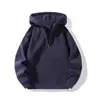 Sudadera con capucha y cremallera de exportación transfronteriza europea y americana, sudadera deportiva casual holgada, top de manga larga cepillado de alta gama para otoño e invierno