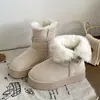Botas de Nieve Cálidas con Suela Gruesa para Mujer 2026 Estilo Nuevo Invierno Aterciopelado Espeso Aumentadoras de Altura Retro Francesas de Piel Zapatos de Algodón