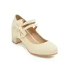 Nuevos zapatos de mujer de comercio exterior 2019 con tacones gruesos, hebilla de una tira, diseño de corte bajo, zapatos de mujer de talla grande, siempre en stock