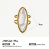 Anel de Dedo Taina Cruzado em Aço Inoxidável Shell Feminino Elegante Elegante Nicho Luxo Leve Anel de Titânio Dourado 18K