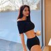 Moda nueva 2022 bikini fino de cintura alta dividido para cubrir traje de baño de resort de aguas termales [un pelo]]
