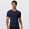 Mallas Deportivas de Running para Hombre de Manga Corta, Cuello en V, Fitness, Nylon de Alta Elasticidad, Absorbentes de Humedad, Secado Rápido, 51248