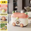 Caixa Organizadora Fofa de Urso com Tampa Flip para Brinquedos de Bebê, Roupas, Lanches com Rodas Caixa Organizadora Portátil de Desenho Animado