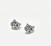 Brincos Stud Geométricos de Metal Zircônia Estilo Coreano Simples para Mulheres, Design Versátil e Único