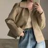 En Stock Chic Coreano Elegante Genial Chica Motociclista Chaqueta Abrigo de Cuero Chaqueta de Cuero