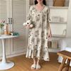 Bata Larga de Mujer Verano Algodón Seda Pijama Estilo Vacaciones de Gama Alta Vestido Largo Dulce Estilo Étnico Vestido Largo Algodón Artificial