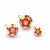 Campana Hueca de Cloisonné de 13 mm, Campana Pequeña de Bola de Flor Colorida, Colgante Decorativo Metálico Esmaltado para Manualidades al por Mayor