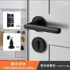 Cerradura Magnética Silenciosa Grande Negra para Puerta de Dormitorio con Manija Separada, Juego de Cerradura para Puerta de Madera, Tipo Universal, Juego Completo