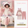 Pijama Infantil para Meninas, Inverno em Fleece Coral, Espessado, Com Veludo, Para Crianças Maiores, Conjunto de Robe de Comprimento Médio, Roupa de Casa para Meninas