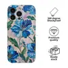 Capa de filme azul floral retrô de luxo para iPhone 16, nicho, popular no comércio transfronteiriço, padrões personalizáveis