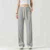 Pantalones de seda de hielo de verano 2024 para mujer, pantalones rectos de cintura alta y pierna ancha, pantalones casuales finos con protección solar, multicolores para mujer