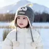 Chapéu Infantil Outono e Inverno Quente Acolchoado de Tricô com Proteção para Orelhas Chapéu de Pelúcia para Meninos e Meninas Lindo Chapéu de Lã à Prova de Vento