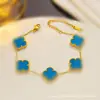 Pulsera de Trébol de Gama Alta Luz de la Suerte Lujo Ligero Versátil Doble Cara Concha de Ol No se Desvanece Accesorio de Moda de Verano para Mujer