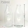 Suministros del Fabricante Botella de Leche de Vidrio de 750 ml, Botella para Bebidas, Botella para Té de Leche, Botella para Yogur con Tapa, Botella para Jugo de Espino Cerval