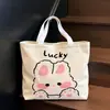 Bolsa Tote de Lona Estilo Novo, Bolsa de Lona Versátil para Trabalho, Bolsa de Lona Portátil Gato da Sorte, Bolsa Ecológica