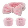 Conjunto de 3 Peças/conjunto Faixa de Cabeça para Lavar o Rosto, Faixa de Cabeça para Spa e Pulseiras para Lavar o Rosto, Skincare e Maquiagem
