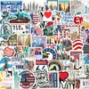 Conjunto de 52 adesivos retro americano de Nova York com padrões de marcos da cidade para planners de estudantes, material de papelaria, decoração cultural e criativa DIY atacado
