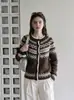 Cárdigan Suéter Fair Isle Vintage para Mujer, Otoño e Invierno, Tejido Jacquard Casual y Sofisticado