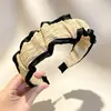 Diadema plisada con volantes estilo francés, versión ancha, hace que la cara se vea más pequeña, diadema para niñas, adecuada para ir al trabajo y lavarse la cara, suministro transfronterizo