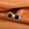 Pendientes de plata de ley s925 con incrustaciones de ágata negra cuadrada, sencillos y de moda para mujer.