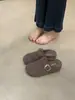 Sapatos Birkenstock de Lã com Solado Grosso Estilo Retrô e Pelúcia para Mulheres 2025 Novo Outono e Inverno Aumentadores de Altura Quentes com Bico Fechado Meia-Bota Birkenstock