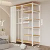 Arara de Roupas de Chão Guarda-Roupa Aberto para Quarto Prateleira de Metal Aço para Hall de Entrada Prateleira de Armazenamento de Roupas para Pendurar Montagem