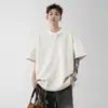 Llegada Nueva Verano 2025 Camiseta de Manga Corta con Cuello en V Waffled Falsa de Dos Piezas para Hombre Moda Suelta Casual Camiseta de Manga Corta para Hombre