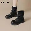 Botas de tornozelo plataforma femininas, nova coleção outono/inverno 2026, botas curtas marrons retrô, botas estilo western, calças boot cut