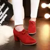 Sapatos de Couro Camurça para Primavera e Outono, Sapatos de Salto Alto com Corte Profundo para Mulheres, Sapatos de Salto Grosso com Cadarço, Botas de Cano Curto Estilo Britânico com Bico Arredondado para Mulheres
