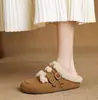 Pantuflas Birkenstock Retro de Doble Hebilla con Suela Gruesa para Mujer 2026 Nuevas sin Cierre Fáciles con Peluche Antideslizantes de Punta Cerrada