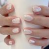 Uñas postizas al por mayor color blanco luna sólido arte de uñas explosiones transfronterizas extraíbles uñas postizas cortas parche para uñas