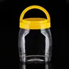 Garrafa de plástico PET pote de boca larga para aveia, nozes, doces, lanches, embalagem plástica para alimentos, potes selados personalizados