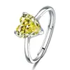 0003 Moda Europeia e Americana Anel Colar Brincos em Formato de Coração Vermelho Azul Verde Amarelo Branco Conjunto de Joias de Três Peças com Diamante de 5 Cores