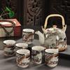 Xinmingxuan Cerámica Azul y Blanca Vintage con Filtro Juego de Té Doméstico Juego de Té Tetera de Porcelana Taza de Té Tetera de Cola Juego de Té