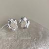 Aretes Irregulares de Diseño Nicho con Goteo de Aceite para Mujer, Distintivos, Modernos, de Metal Líquido, Moda para Combinar con Todo, Aretes con Sensación de Alta Gama
