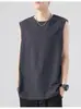 Chaleco blanco de fábrica para hombre, estilo básico de verano, corte holgado, camiseta sin mangas estilo Hong Kong, marca de moda, talla grande, camiseta interior casual