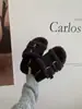Chinelos de Cashmere Femininos 2026 Outono Inverno Nova Moda Fundo Plano Leve Retro Pelo Chinelos Tendência