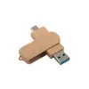 Venta al por mayor de fábrica USB Flash Drive Ecológico y Biodegradable de 32 GB Hecho de Paja de Trigo, Giratorio, Doble Uso para Teléfonos Móviles y Computadoras, USB Flash Drive de Madera