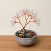 Figurita de Árbol de la Riqueza de Citrino Natural Árbol de la Riqueza de Amatista 6 Ramas 9 Perlas Decoración de Escritorio para Oficina en Casa