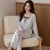 Pijama Modal para Mulheres Primavera e Outono Novo Conjunto de Manga Comprida Doce e Fofo Estilo Princesa Casual Roupa de Casa com Bojos