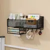 Estante de almacenamiento de pared para dormitorio de estudiantes, estante colgante adhesivo para dormitorio, organizador de pared para mesita de noche/sobre cama, cesta colgante sin perforaciones